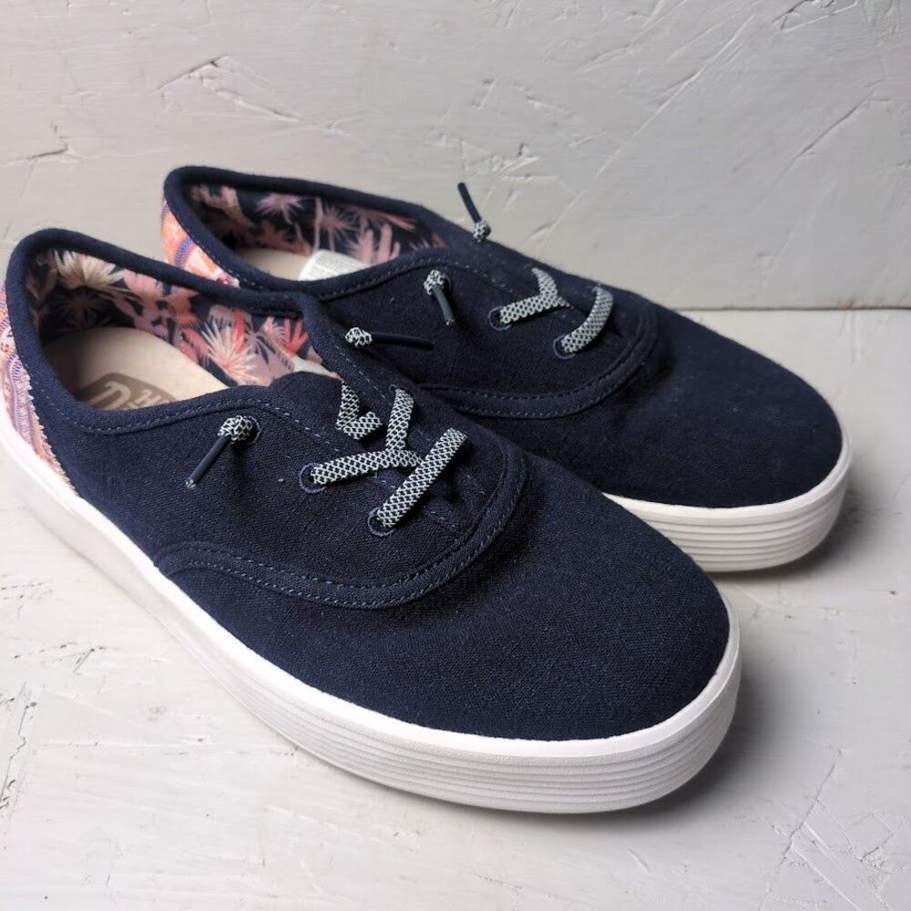 Hey Dude Conway Craft Shoes Womens Size 7 Blue Canvas Casual Comfort Lace Up